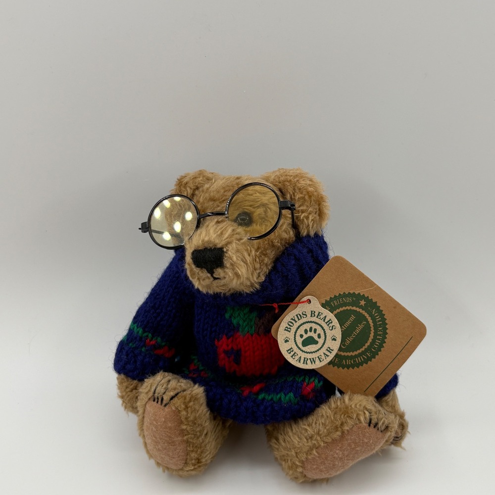 Boyds Bears Dexter 91331 Archive Series Wool Apple Sweater Glasses Dillards Vtg